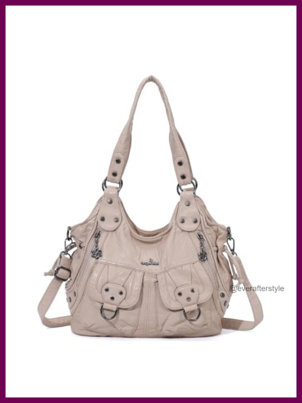 Multi Pocket Crossbody Bag Soft Washed Vegan Leather Shoulder Hobo Handbag